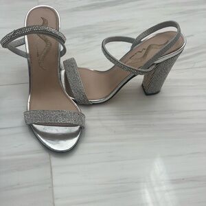 Nina Rhinestone Strappy Block Heels Sandals